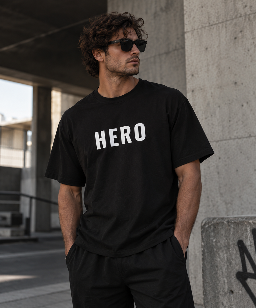 T-shirt Uomo Oversize SOL'S Boxy in Cotone Biologico – Stampa HERO