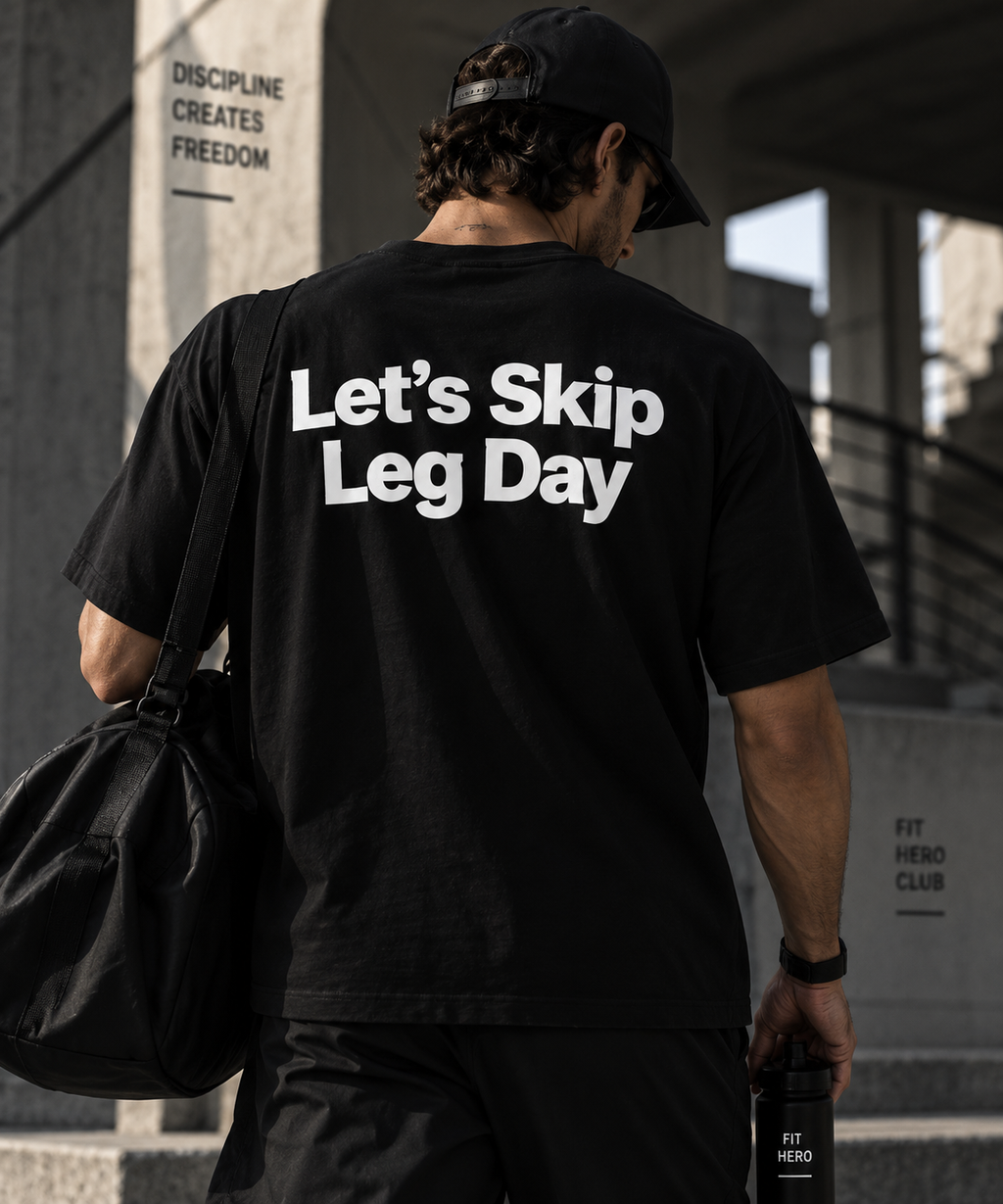 T-shirt Uomo Oversize – Let’s Skip Leg Day
